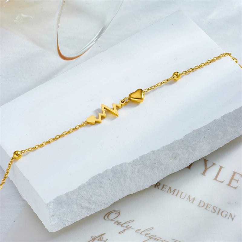 Bracelet de Cheville Coeur en Acier Inoxydable - NatyGlam's