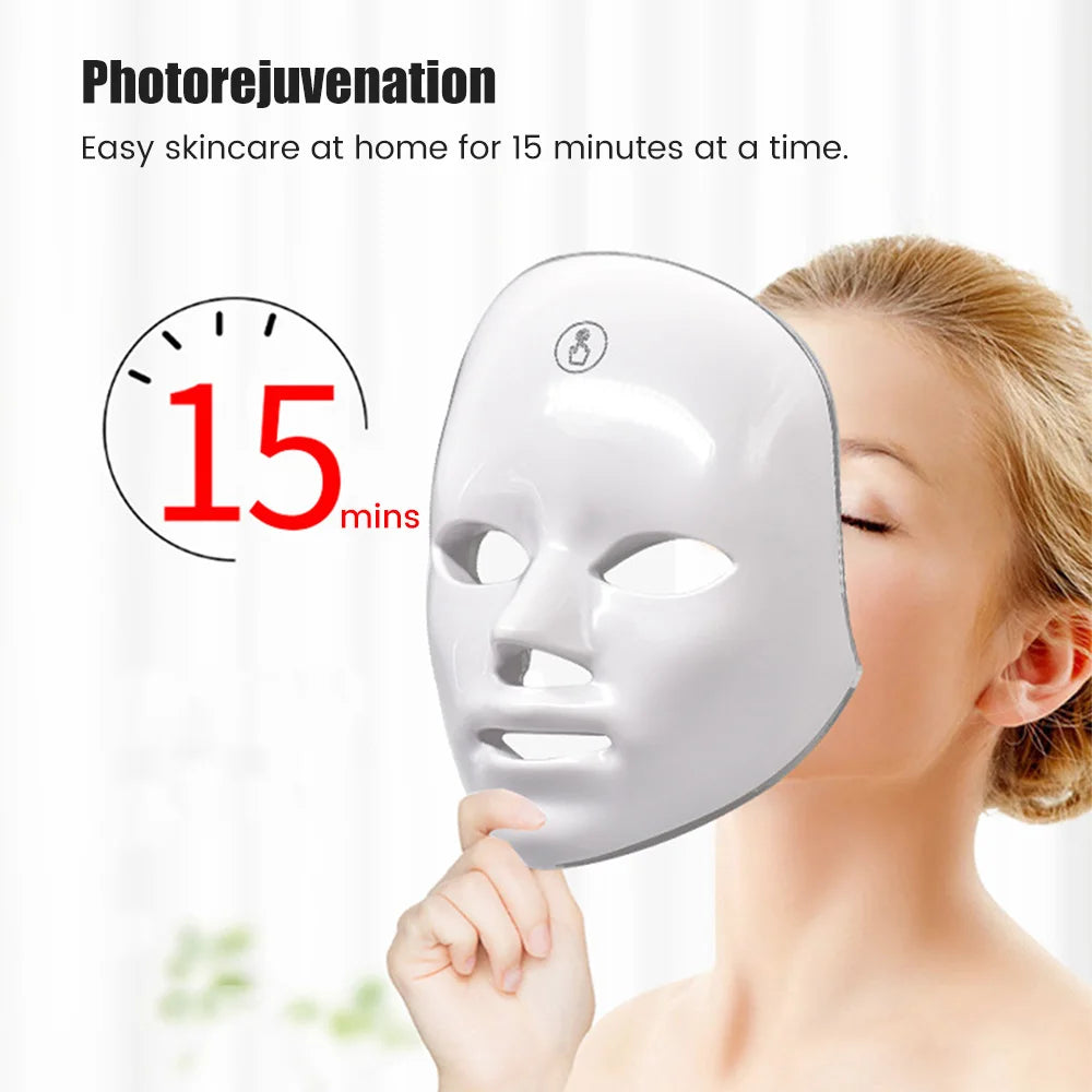 Masque LED 7 Couleurs pour le visage - soin Anti-âge, rechargable - NatyGlam's