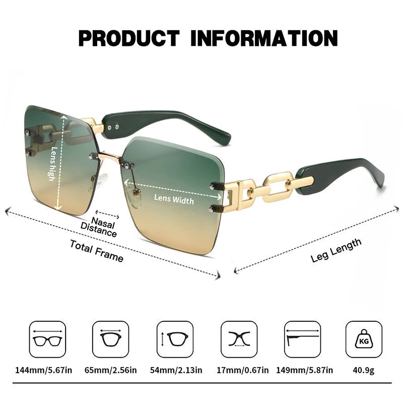 Lunettes de soleil glamour sans monture femme UV400 - NatyGlam's