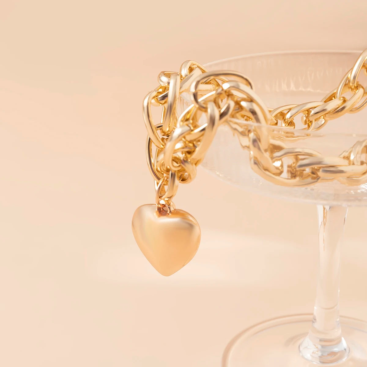 Collier Chaîne Coeur Oversize Femme - NatyGlam's