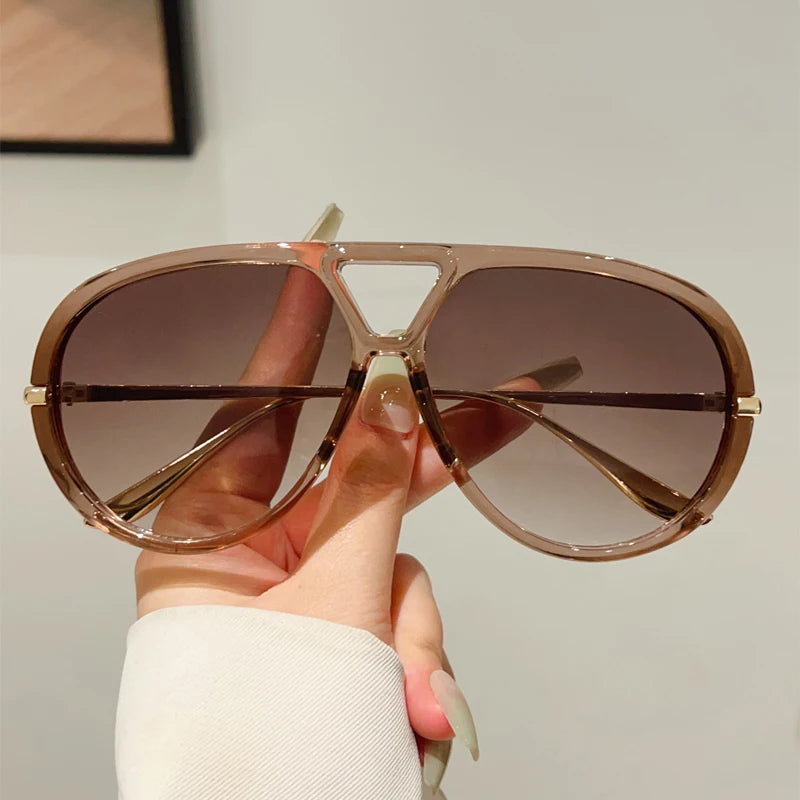 Lunettes de Soleil Pilote Oversize UV400 Vintage Double Pont - NatyGlam's