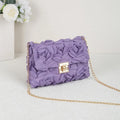 Sac à main de soirée en satin fleuri 3D pochette élégante avec chaîne amovible