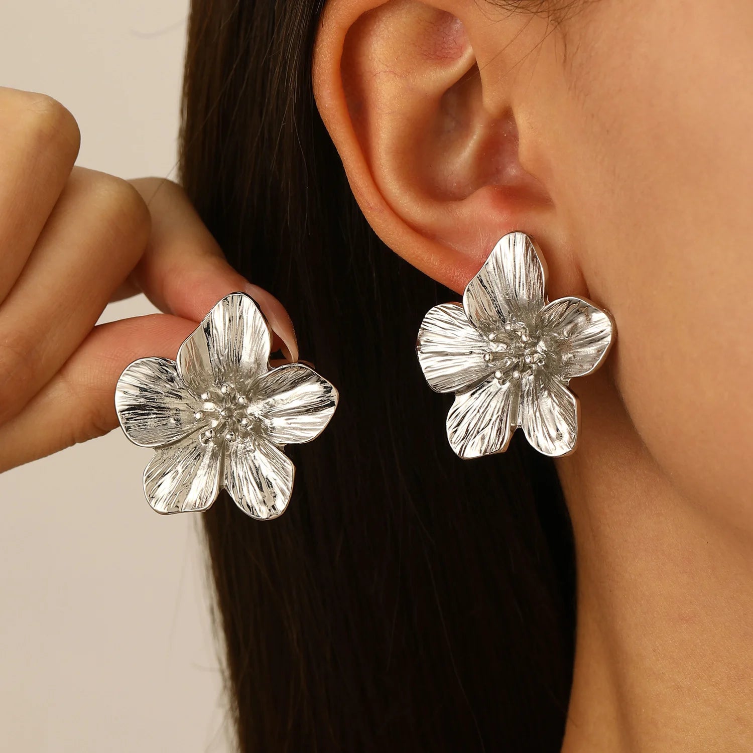 Boucles d'oreilles Fleur en Acier Inoxydable - NatyGlam's