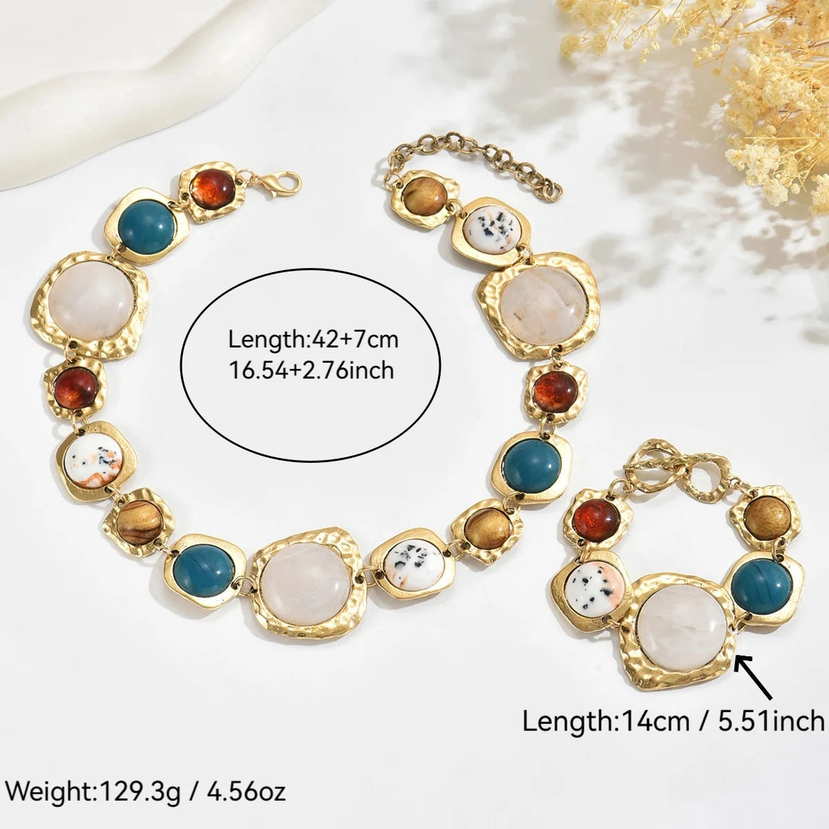 Ensemble Collier & Bracelet Géométrique Multicolore Femme Bohème Chic - NatyGlam's