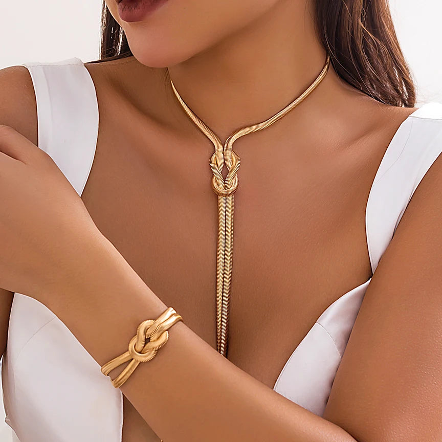 Ensemble Collier & Bracelet Serpent Doré Elégance - NatyGlam's
